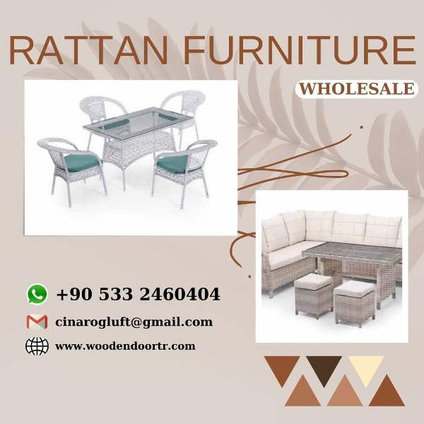 Rattan furniture manufacturer wholesale outdoor sets ready for bulk export to USA and UK buyers. High-quality cheap rattan garden furniture wholesale dining set with cushions from Turkey